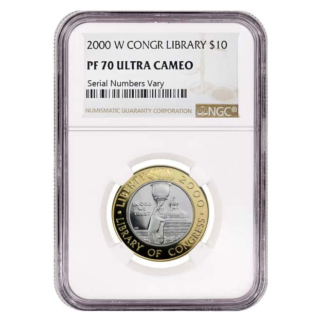 2000-W Gold/Platinum $10 Commemorative Library of Congress NGC PF 70 UCAM