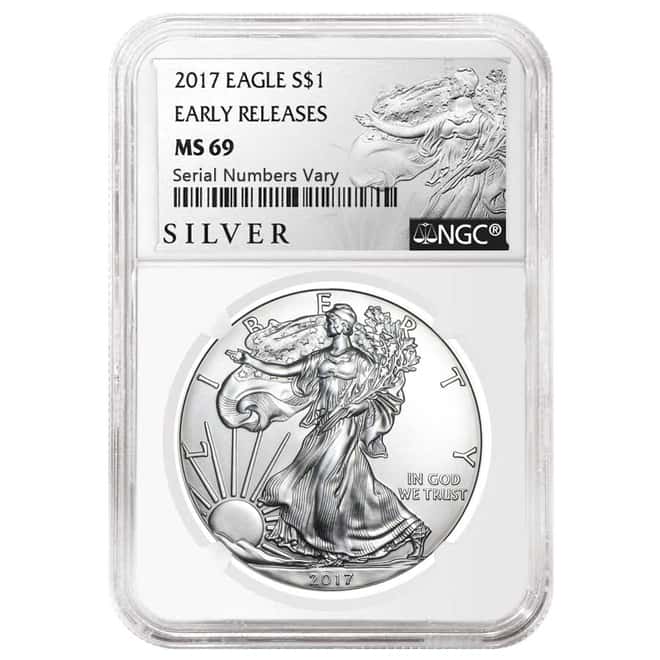 2017 1 oz Silver American Eagle $1 Coin NGC MS 69 Early Releases (Liberty Label)