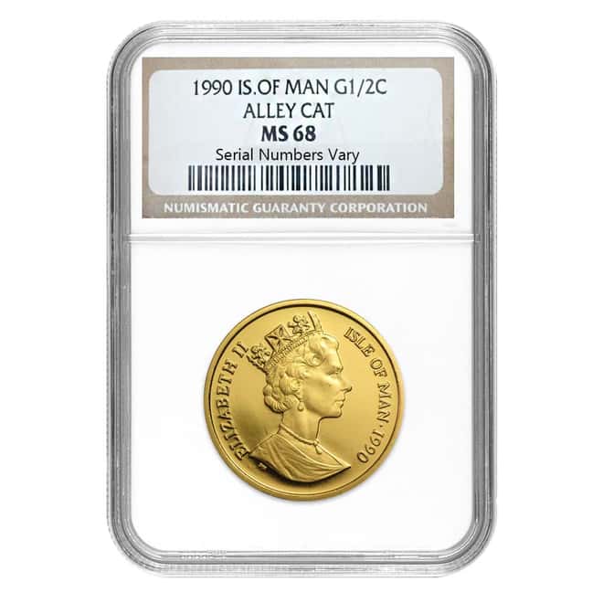 1990 Isle of Man 1/2 oz Gold New York Alley Cat NGC MS 68