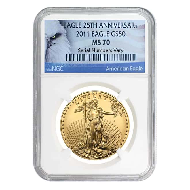 2011 1 oz $50 Gold American Eagle NGC MS 70 - Eagle 25th Anniversary