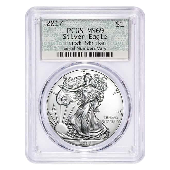 2017 1 oz Silver American Eagle $1 Coin PCGS MS 69 First Strike (Doily)