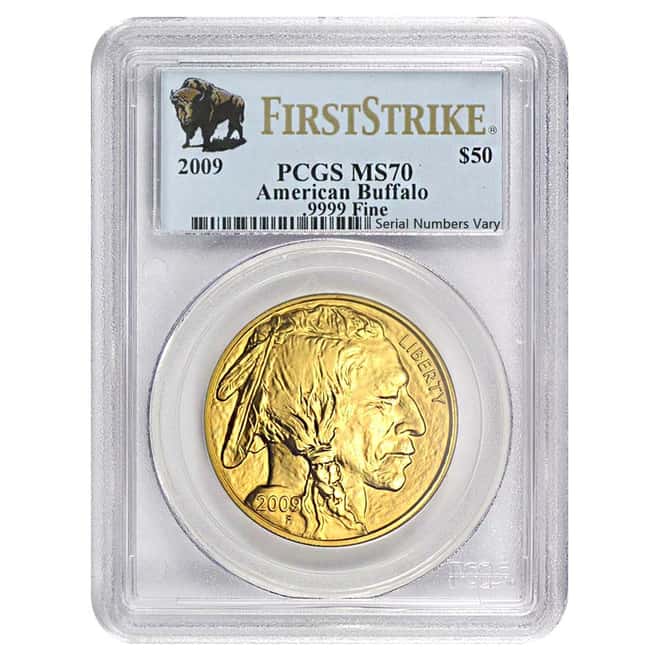 2009 1 oz $50 Gold Buffalo PCGS MS 70 First Strike