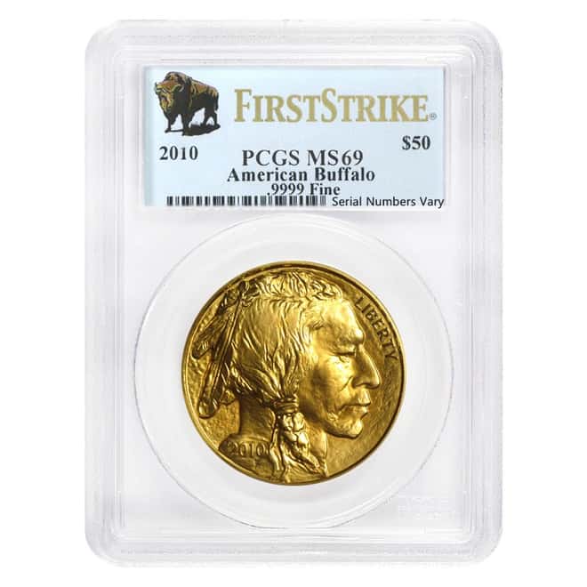 2010 1 oz $50 Gold Buffalo PCGS MS 69 First Strike