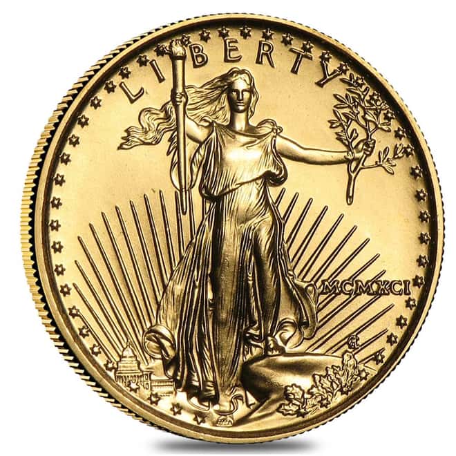 1991 1/10 oz Gold American Eagle BU (MCMXCI)