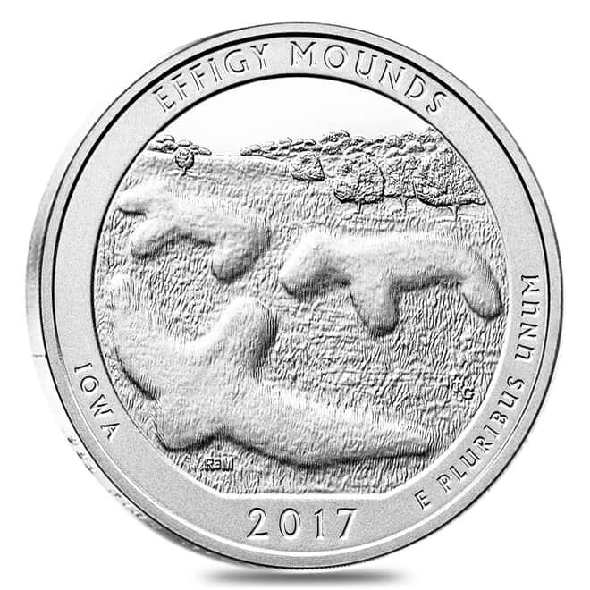 2017 5 oz Silver America the Beautiful ATB Iowa Effigy Mounds National Monument Coin 