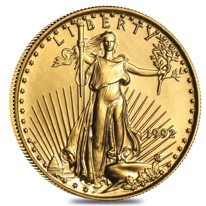 1992 1/10 oz Gold American Eagle BU