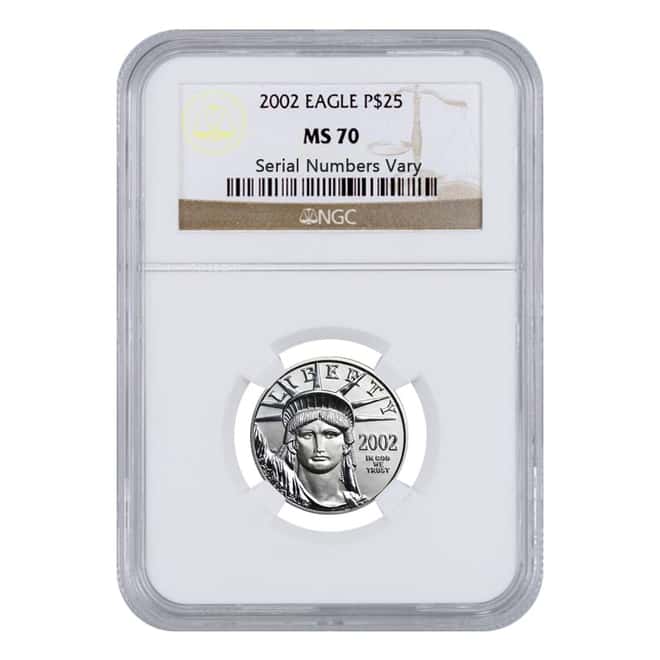 2002 1/4 oz Platinum American Eagle $25 NGC MS 70