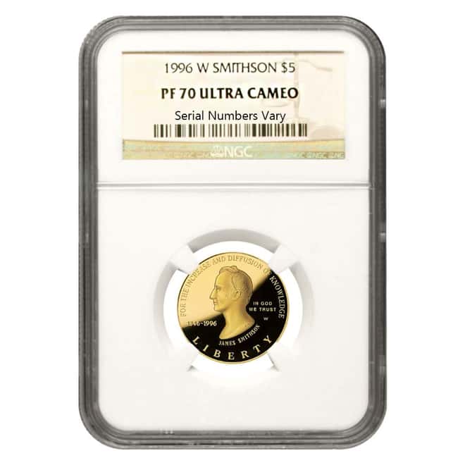 1996 W Gold $5 Proof Commemorative Smithson NGC PF 70 UCAM