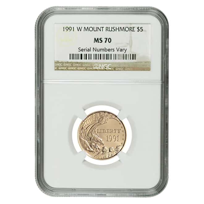 1991 W Gold $5 Commemorative Mount Rushmore NGC MS 70