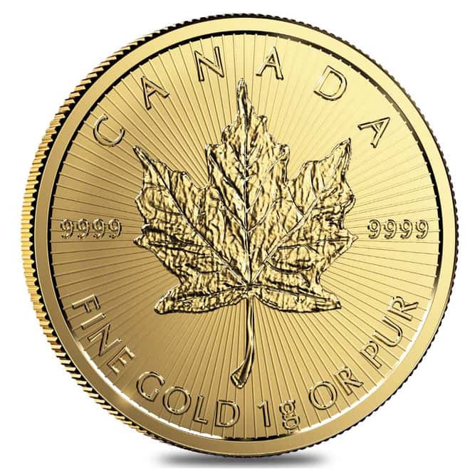 2017 1 gram Canadian Gold Maples $.5 Coin .9999 Fine (From Individual Assays)