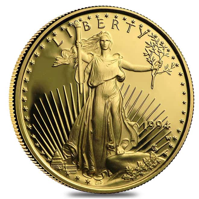 1994-W 1/4 oz $10 Proof Gold American Eagle (w/Box & COA)