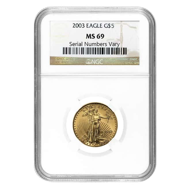2003 1/10 oz $5 Gold American Eagle Coin NGC MS 69