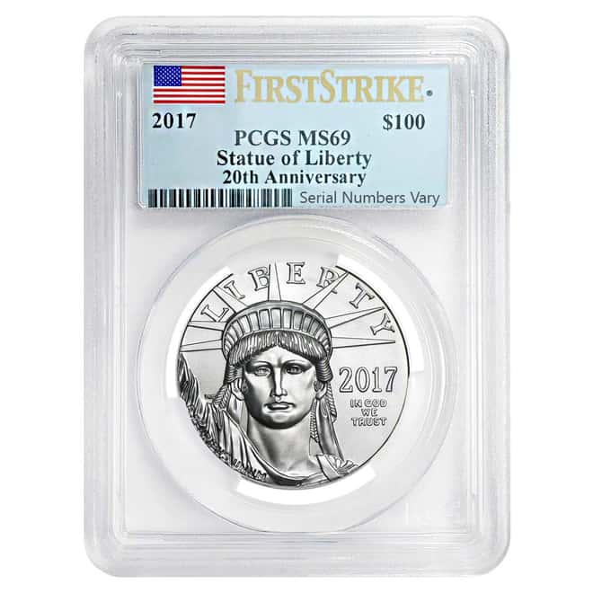 2017 1 oz Platinum American Eagle PCGS MS 69 First Strike