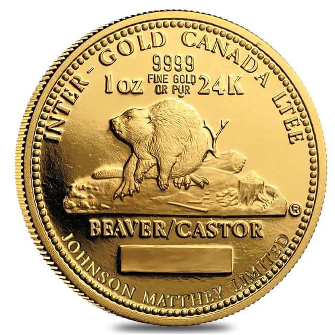 1980 Canada 1 oz Gold Round JM Edward VII Beaver/Castor (w/Box & COA)