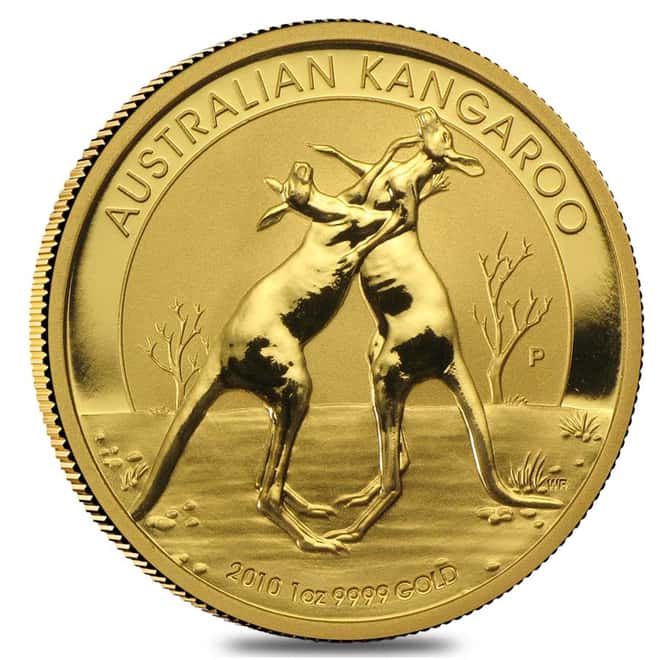 2010 1 oz Australian Gold Kangaroo Perth Mint Coin .9999 Fine BU In Cap