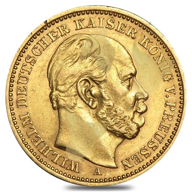 Germany Prussia 20 Marks Gold Coin (Abrasions,1871-1915,Random Year)