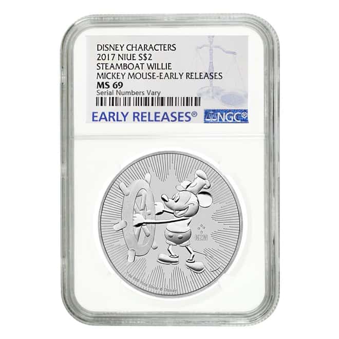 2017 1 oz Niue Silver $2 Disney Steamboat Willie NGC MS 69 Early Releases