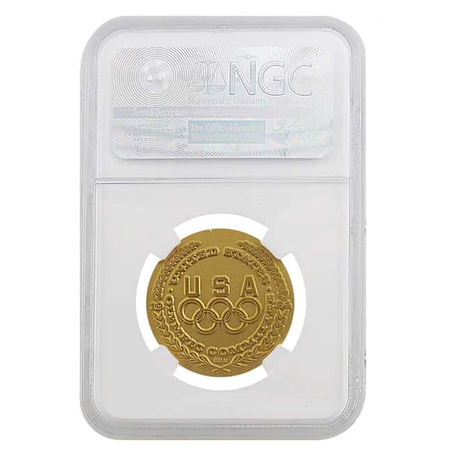 1984 Salvador Dali Olympic .900 Gold 0.49 oz (Skiing) NGC MS 68
