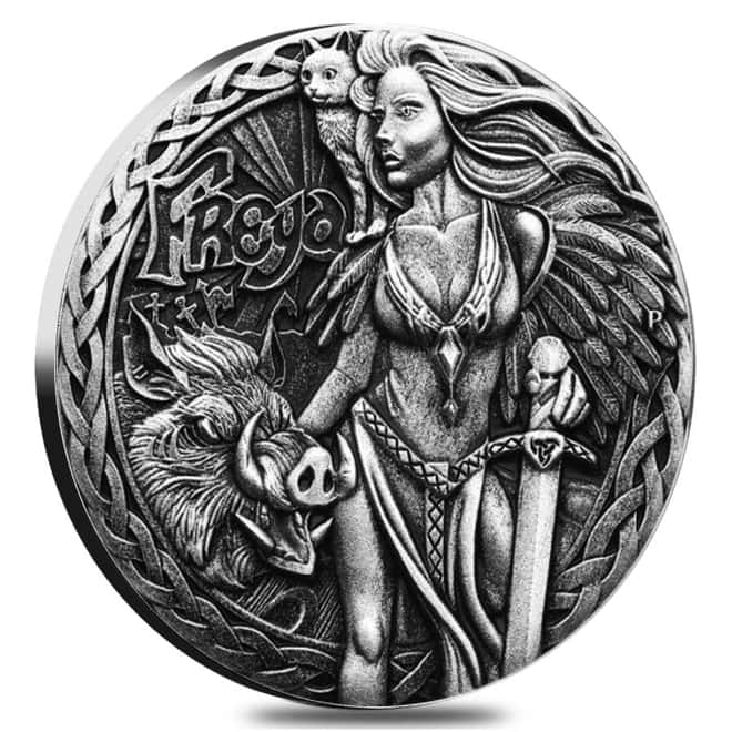 2017 2 oz Tuvalu Norse Goddesses Freya Antiqued High Relief Silver Coin NGC PF 70 Early Releases