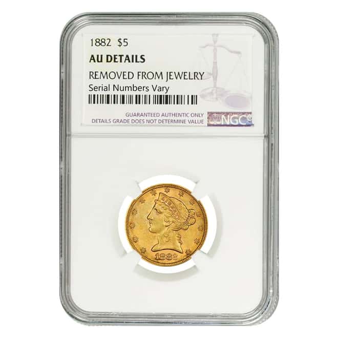 1882 $5 Liberty Head Half Eagle Gold Coin NGC AU Details