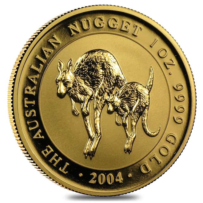 2004 1 oz Australian Gold Kangaroo Perth Mint Coin .9999 Fine BU In Cap