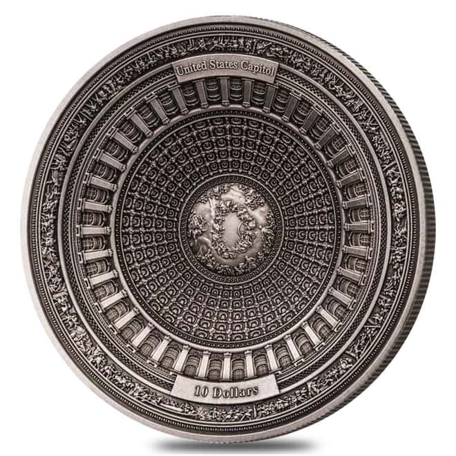 2017 100 gram Silver Samoa US Capitol $10 Coin .999 Fine (Antiqued, w/Box&COA)