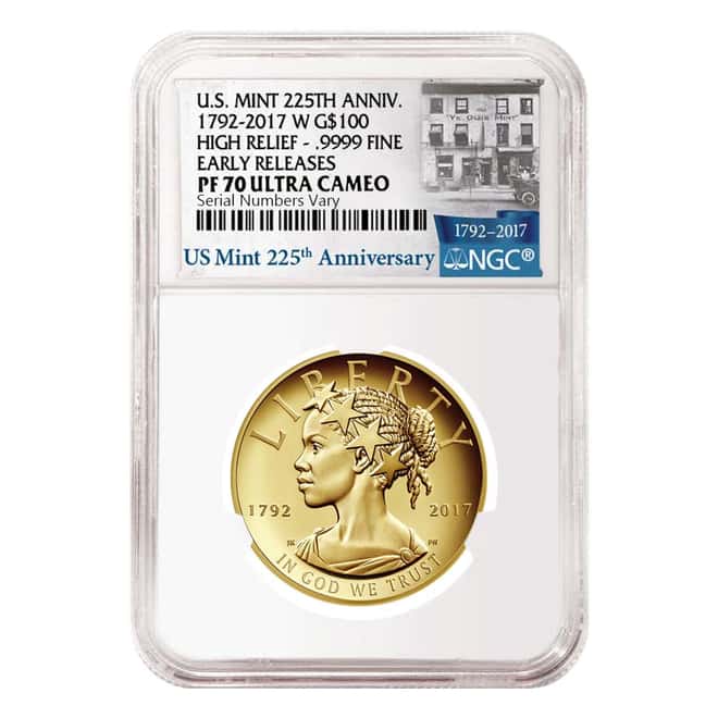 2017 W 1 oz $100 American Liberty High Relief Proof Gold Coin NGC PF 70 Early Releases (225th Ann. Label)