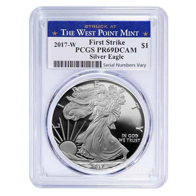 2017-W 1 oz Proof Silver American Eagle PCGS PF 69 DCAM First Strike (WP Label)