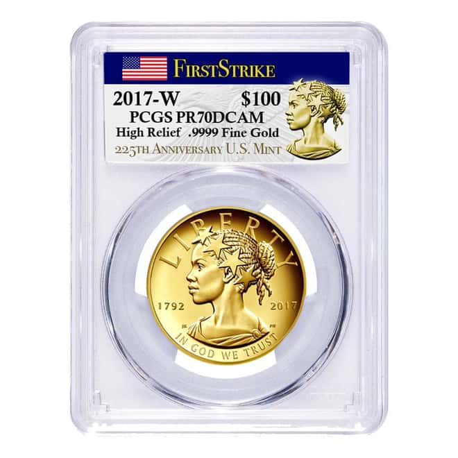 2017 W 1 oz $100 American Liberty High Relief Proof Gold Coin PCGS PF 70 First Strike (225th Ann. Label)