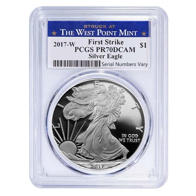 2017-W 1 oz Proof Silver American Eagle PCGS PF 70 DCAM First Strike (WP Label)