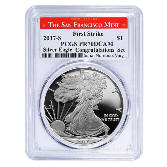 2017-S 1 oz Proof Silver American Eagle PCGS PF 70 DCAM First Strike (SF Label)
