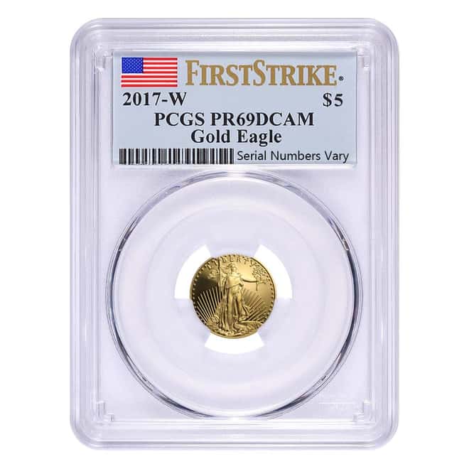 2017-W 1/10 oz $5 Proof Gold American Eagle PCGS PF 69 DCAM First Strike