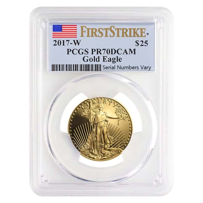 2017-W 1/2 oz $25 Proof Gold American Eagle PCGS PF 70 DCAM First Strike