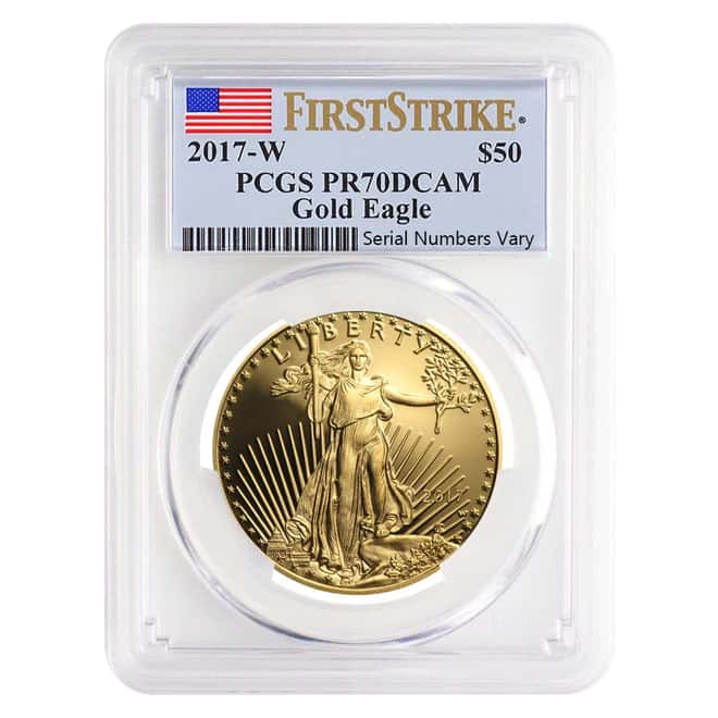 2017-W 1 oz $50 Proof Gold American Eagle PCGS PF 70 DCAM First Strike