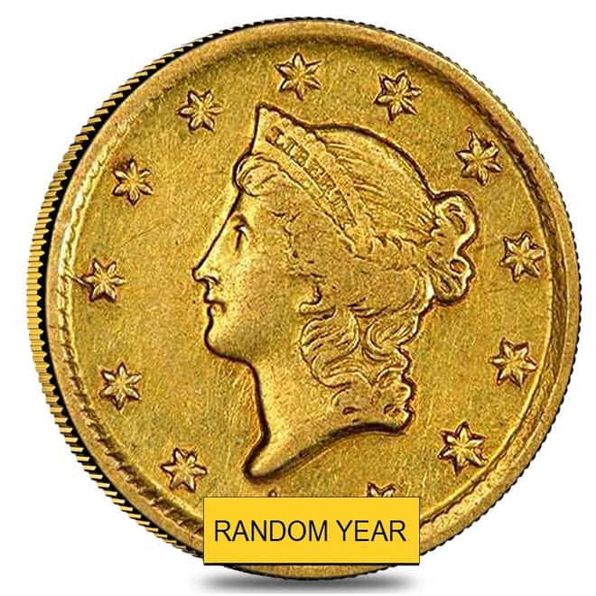 $1 Gold Liberty Head Type 1 - Very Fine VF (Random Year)