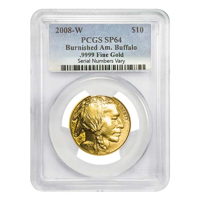 2008-W 1/4 oz Burnished Gold Buffalo $10 Coin PCGS SP 64