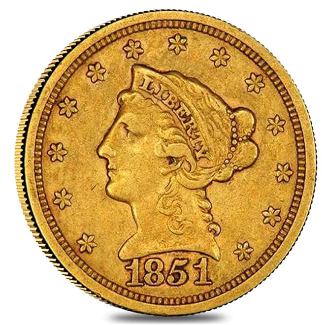 1851 $2.5 Gold Quarter Eagle Liberty Head NGC VF Details