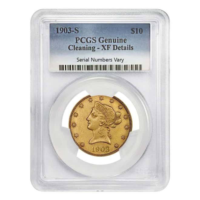 1903-S $10 Liberty Head Gold Eagle Coin PCGS XF Details
