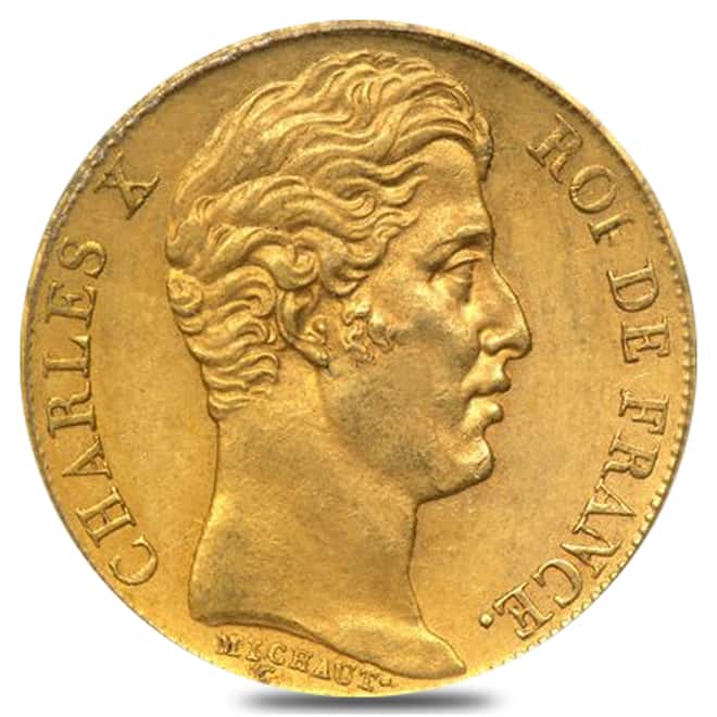 France Gold 20 Francs Charles X AGW .1867 Avg Circ (Random Year,1825-1830)