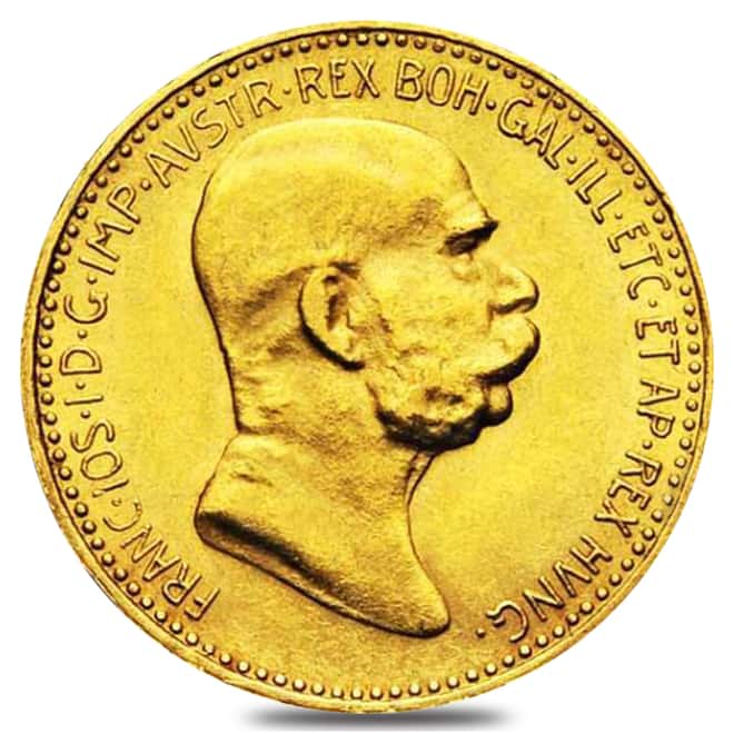 1908 Austria 10 Coronas Gold Coin AU/BU AGW 0.098 oz