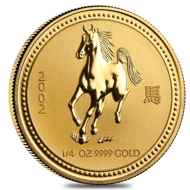 2002 1/4 oz Gold Lunar Year of The Horse BU Australia Perth Mint