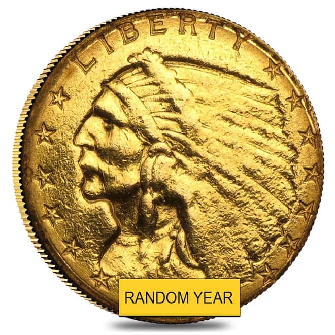 $2.5 Gold Quarter Eagle Indian Head - Ex Jewelry (Random Year)