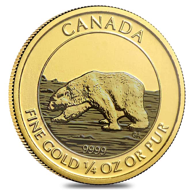 2013 1/4 oz $10 Canadian Proof Gold Polar Bear .9999 Fine (In Cap)