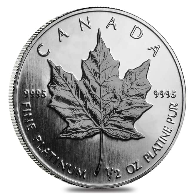 1/2 oz Platinum Canadian Maple Leaf Coin (Random Year) 