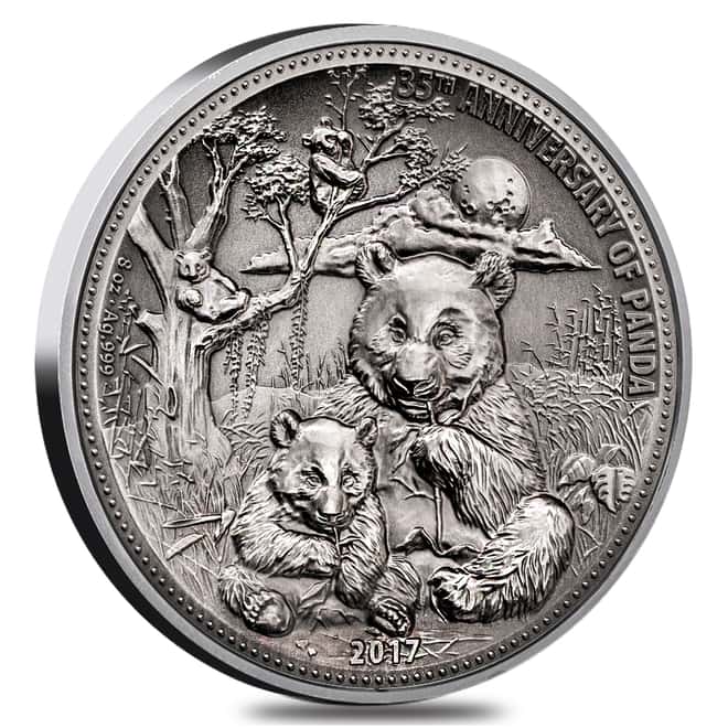 2017 8 oz Silver Panda Fiji $5 Coin .999 Fine In Cap Serial #1 (w/Box&COA) - 35th Anniv. of Panda