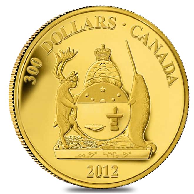 2012 Canada $300 Nunavut Coat of Arms 60 gram 14 Karat Proof Gold Coin (w/Box & COA)