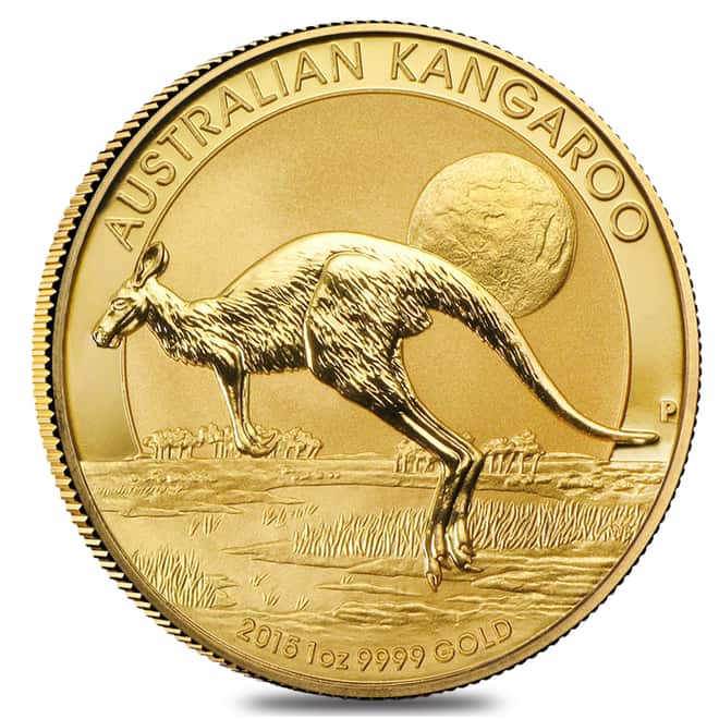 2015 1 oz Australian Gold Kangaroo Perth Mint Coin .9999 Fine BU In Cap