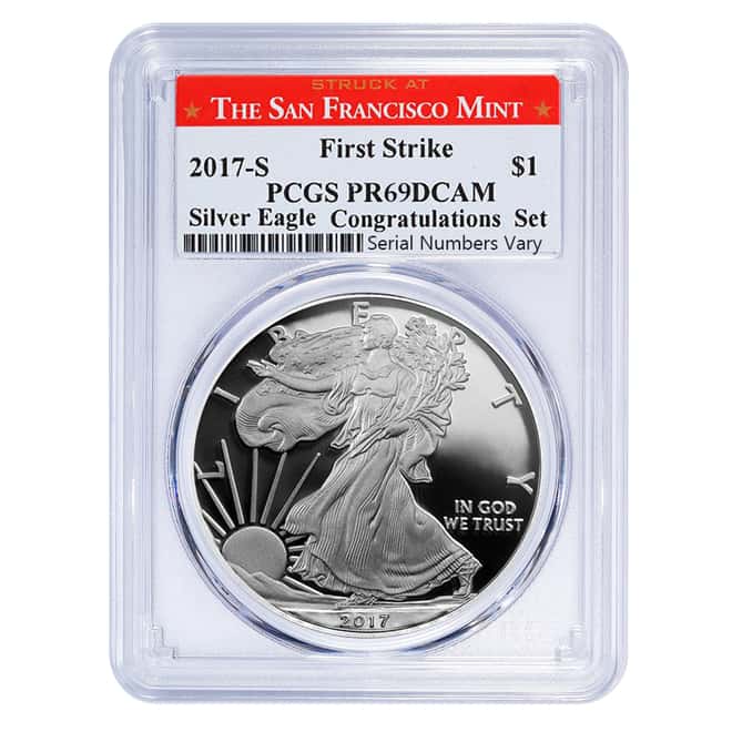 2017-S 1 oz Proof Silver American Eagle PCGS PF 69 DCAM First Strike (SF Label)