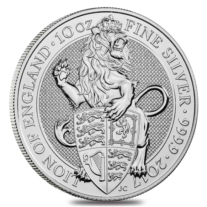 2017 Great Britain 10 oz Silver Queen's Beast (Lion) Coin PCGS MS 70 First Strike