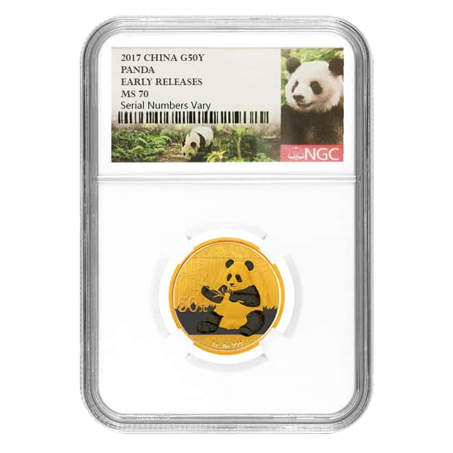 2017 3 Gram Chinese Gold Panda 50 Yuan NGC MS 70 Early Releases
